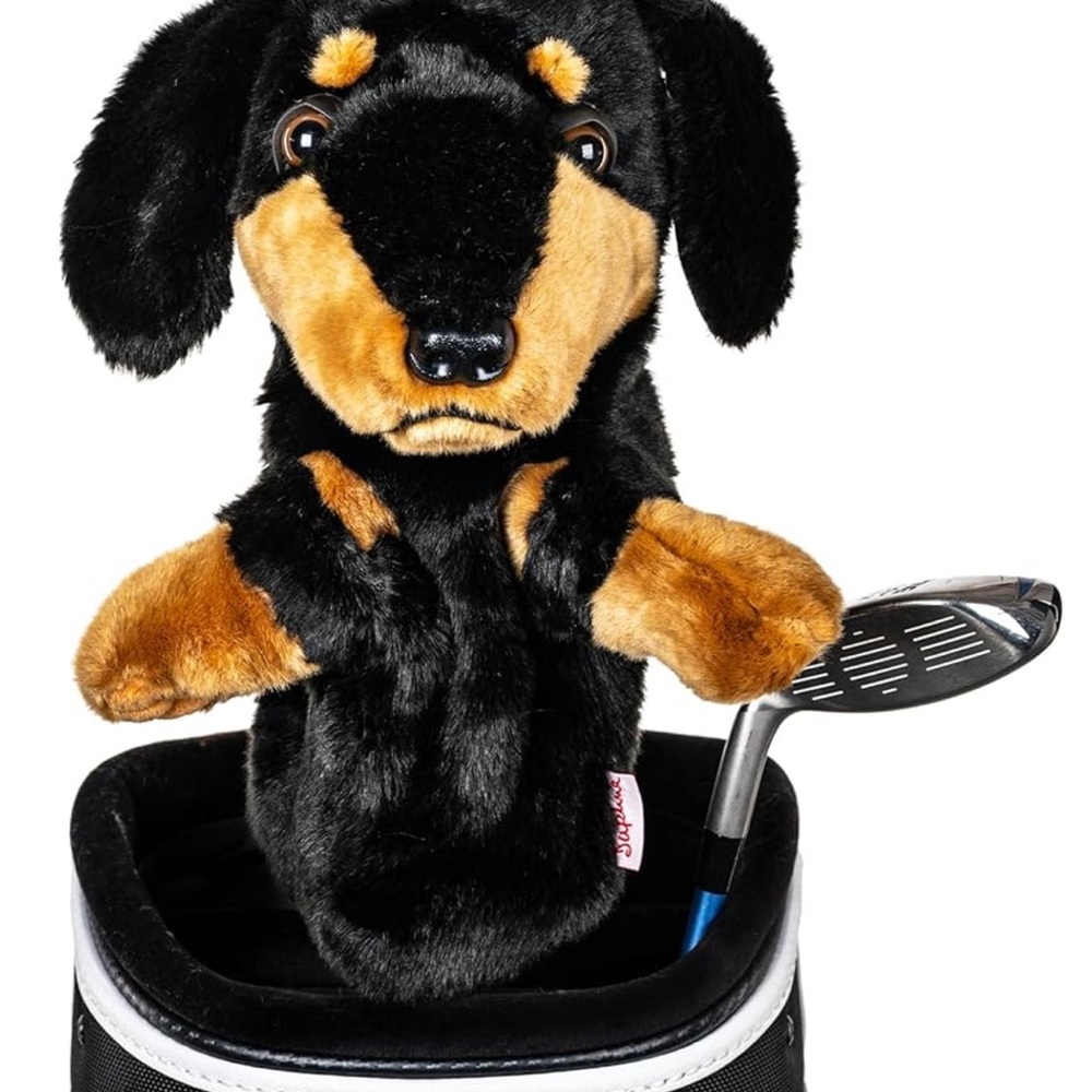 Golf club head cover - Black and Tan Dog